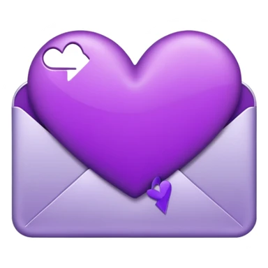 IOS's love letter emoji but with a purple heart instead of a red heart, closed but the letter is white and the heart is purple sticker