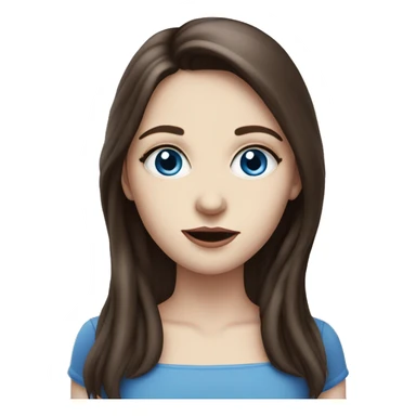 Pale skin brunette girl blue eyes eating cherry sticker