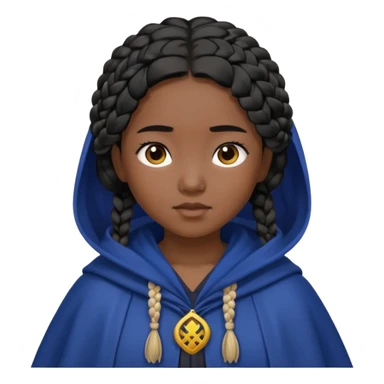 braid black hair, asian girl, dark blue cloak sticker