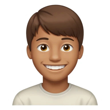 16 yr old boy, brown hair, straight, big smile, white teeth, tanned skin, bangs sticker