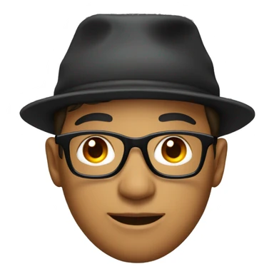 a young man with a red hat with black glasses sticker