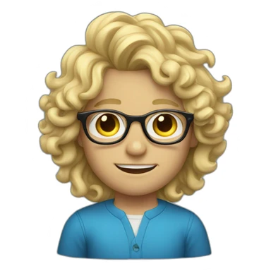 Blond Boy with long curly hair and round blue glasses sticker