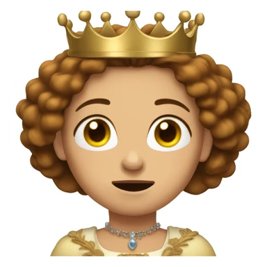 Queen with long brown Hair and crown, crying sticker