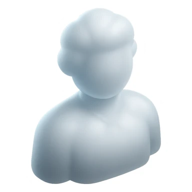 shoulder-up person with body and head made of white fluffy convex clouds, matte glass style sticker
