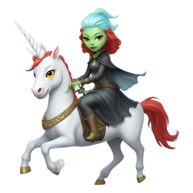 [politically incorrect, shield(
	{ female, alien, witch, color: light green, hair:red, eyes:cat} ]
	on a 
	[{ unicorn: white, legged:four, mane: light blue }]) sticker