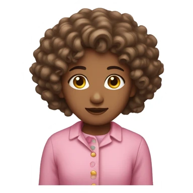 Let it be a girl with curly hair and brown eyes, a little yellow and dressed in pink. sticker