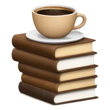 cute cup of coffee on top of a stack of brown beige books sticker