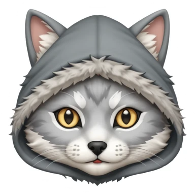 a cat with a wolf's hood on its head
 sticker