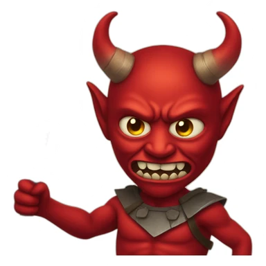 red demon with spear sticker