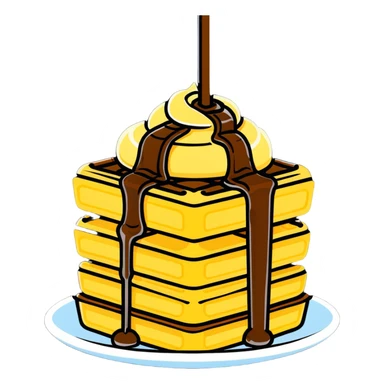 Delicious waffle with syrup dripping and melting butter sticker