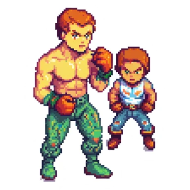 clash of fists, pixel art style, dynamic action sticker