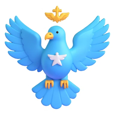 light blue saint emblem with holy dove symbol sticker