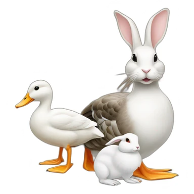 a mallard duck and a white rabbit sticker
