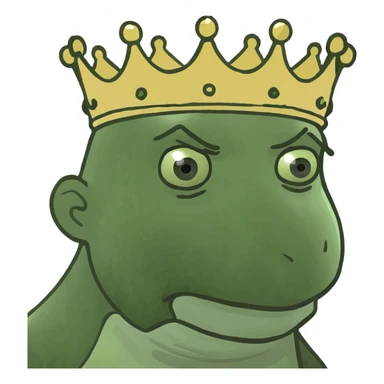 Kendrick Lamar depicted as a peepo king, round face, crown, playful and friendly vibe sticker