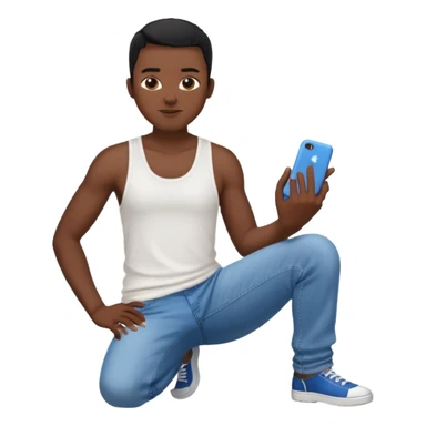 Un personnage noir avec un débardeur blanc et un jean 👖 avec des cheveux rasés noir sticker