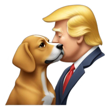trump kissing a dog sticker