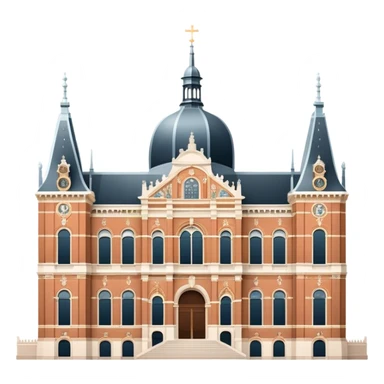 Cinematic Realistic Rijksmuseum Landmark Emoji, depicted with the grand facade of the museum rendered in intricate detail and soft, historical lighting. sticker