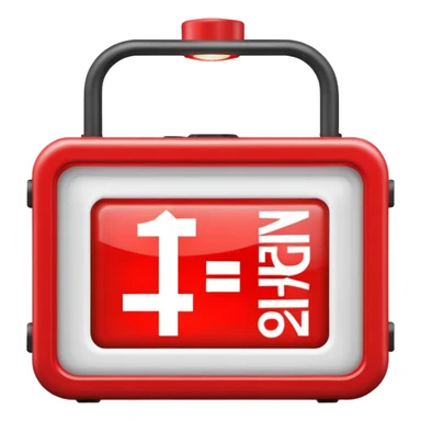 emergency light box with word "emergency -->" sticker