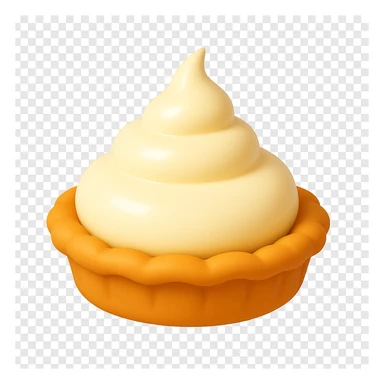 Show the intact cream pie, playful 3D emoji style, golden brown crust, same angle as reference. (Stage 1 of 6) sticker