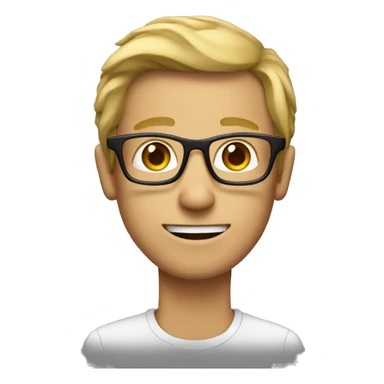 A guy with dirty blonde hair and a long neck with glasses on sticker