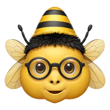 bee with party hat and eye glasses sticker