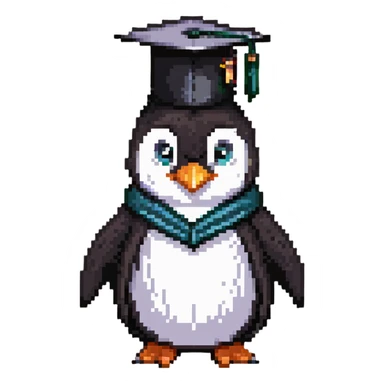 penguin headmaster with mortarboard hat and professor gown sticker