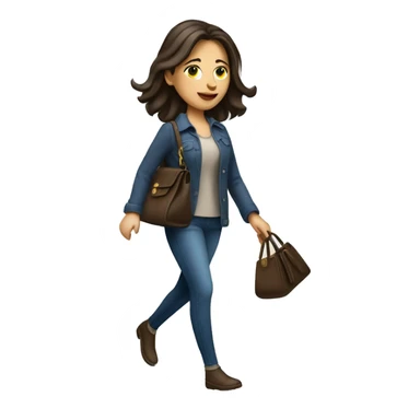 brunette caucasian woman dressed nice walking with purse sticker