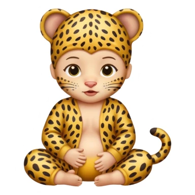 human baby with leopard patterned clothes sticker