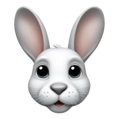 White bunny with grey nose, pointy grey ears and grey circles around eyes sticker