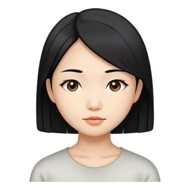 Black straight hair, innocent Asian woman, Maltifu sticker