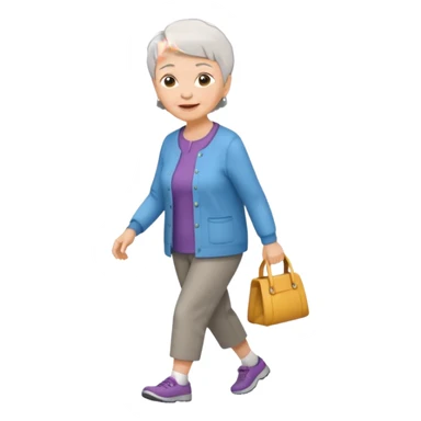 elderly woman with short hair walking sticker