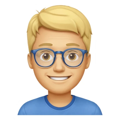 Emoji of a yellow young man with glasses and a blue shirt sticker