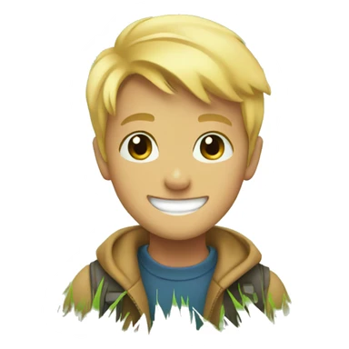 smiling blonde boy in grass sticker