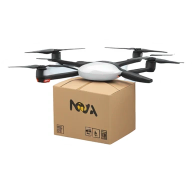 Delivery drone with a delivery box logo Nova Post  sticker