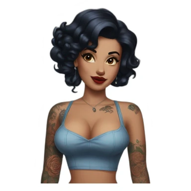 Pinup dark hair and tattoos sticker