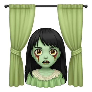 Faça uma zombie de cabelo longo preto com curtain bangs sticker
