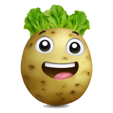 Potato with happy face holding a lettuce  sticker