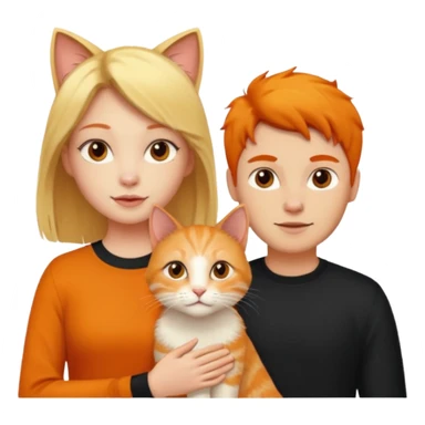 A blonde girl, a ginger cat, and a guy with black hair. sticker