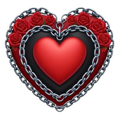 heart with a dark rose and chain border sticker