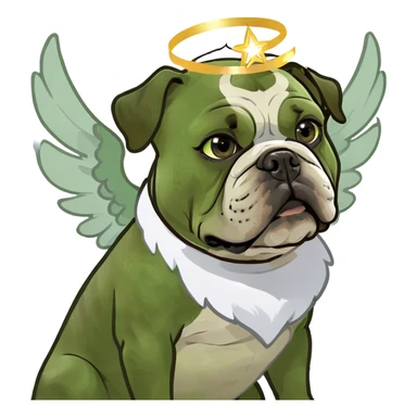 Brown bulldog with angel wings sticker