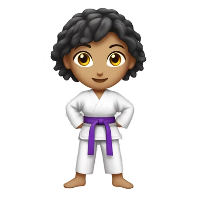 karate girl whith straig hair and violet belt sticker