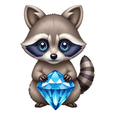 A Raccoon holding a blue diamond sticker
