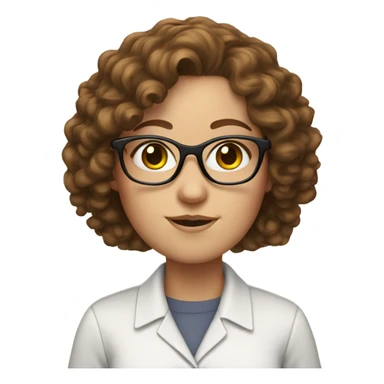 white girl with brown curly hair and glasses sticker