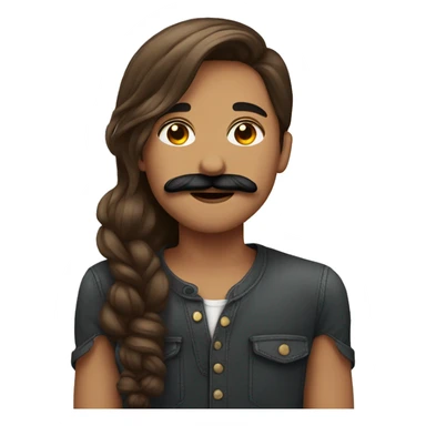 Guy with black mustache kissing girl with brown hair  sticker