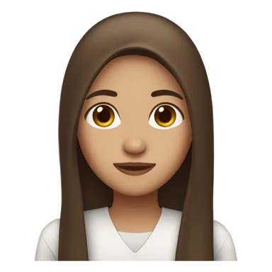 girl with long straight brown hair with brown eyes and white sticker