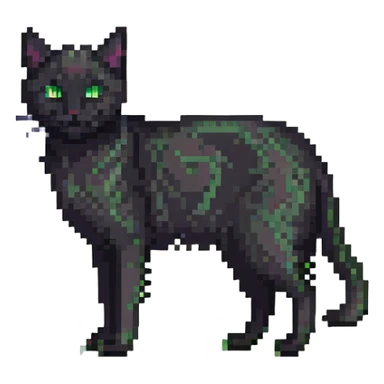 black cat with green eyes, standing sticker
