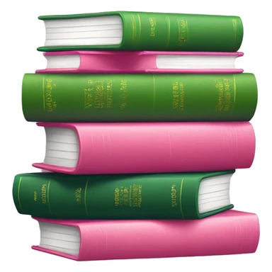 Stack of pink and green book covers sticker