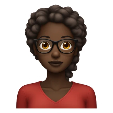 darkskin black girl with red a brown oversized square glasses and straight hair with l sticker