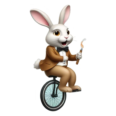 Bunny rabbit riding a unicycle smoking a cigar sticker
