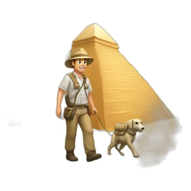 archaeologist walking next to a pyramid sticker